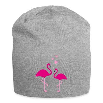 Flamingos Liebe Duo - Jersey-Beanie - Grau meliert - Vorne
