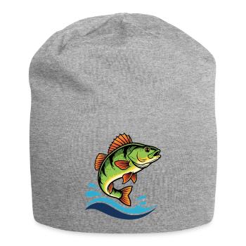 Colorful perch perch fishing - Jersey Beanie - heather grey - Front