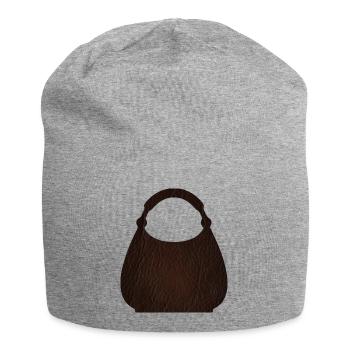 Texture du sac en cuir marron - Bonnet en jersey - gris chiné - Devant
