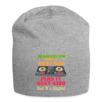Funny DJ Request Fee Musical Turntable Design - Jersey Beanie - heather grey - Front