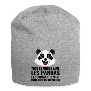 Panda, Vielfalt, Liebe - Jersey-Beanie - Grau meliert - Vorne