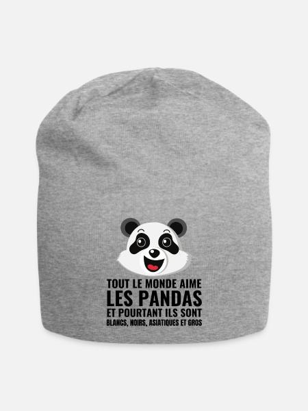 Panda, Vielfalt, Liebe - Jersey-Beanie - Grau meliert