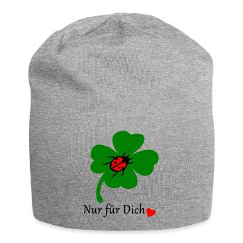 Trèfle avec coccinelle - Bonnet en jersey - gris chiné - Devant