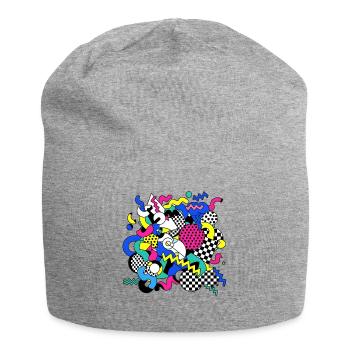 Neon Chaos Pop Art Muster - Jersey-Beanie - Grau meliert - Vorne