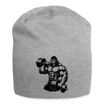 Muscular gorilla doing bodybuilding - Jersey Beanie - heather grey - Front