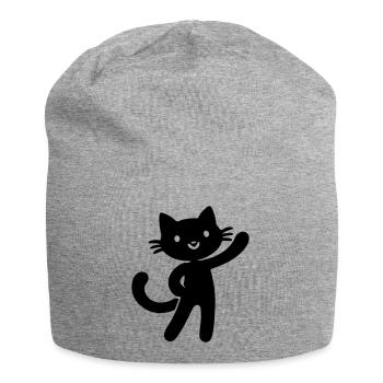 Chat mignon - Bonnet en jersey - gris chiné - Devant