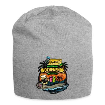 Positiv auf Wochenende getestet Lustiger Spruch - Jersey-Beanie - Grau meliert - Vorne