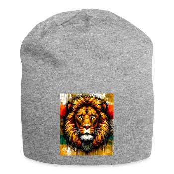 lion - Bonnet en jersey - gris chiné - Devant