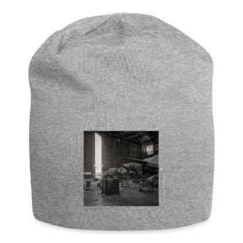 Vintage Airplane Hangar Photography Noir Animal - Jersey Beanie - heather grey - Front