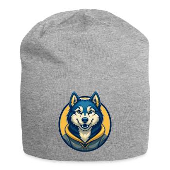 Husky Dog Kawaii Maskottchen Cartoon Clipart Logo Abzeichen - Jersey-Beanie - Grau meliert - Vorne