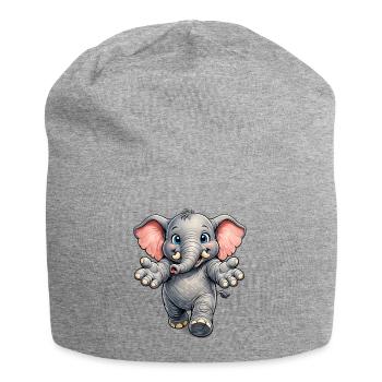 Éléphant amical - Bonnet en jersey - gris chiné - Devant