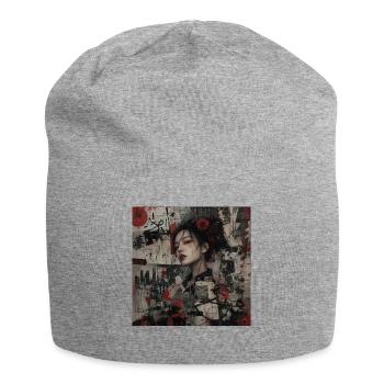 Japanische Kunst Collage Street Art Motiv - Jersey-Beanie - Grau meliert - Vorne