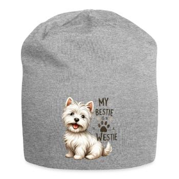 Westie Bestie Design du mignon West Highland Terrier - Bonnet en jersey - gris chiné - Devant
