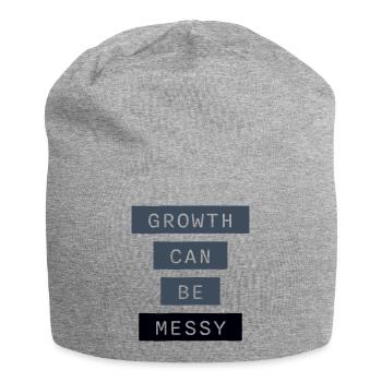 Growth Can Be Messy Personal Growth Quote Logo - Jersey Beanie - heather grey - Front