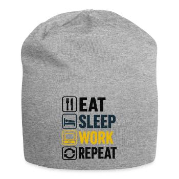 Eat Sleep Work Repeat Icons - Jersey Beanie - heather grey - Front