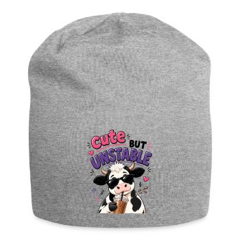 Süsse aber labile Kuh mit Eiskaffee - Jersey-Beanie - Grau meliert - Vorne