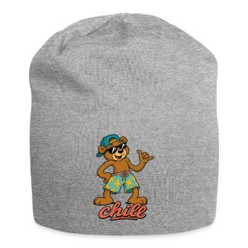 Cooler Sommer Bär im Beach Look - Jersey-Beanie - Grau meliert - Vorne