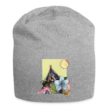 Camping in a tent - Jersey Beanie - heather grey - Front