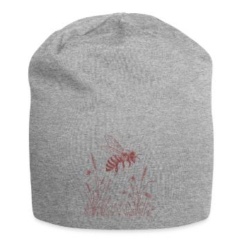 Meadow with bee - Jersey Beanie - heather grey - Front