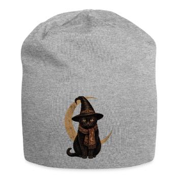 Black Cat Witch Hat Vintage Halloween shirt - Jersey Beanie - heather grey - Front
