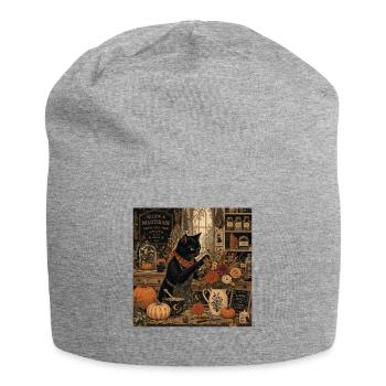 Black Cat Floral Shop T-Shirt Vintage Goth - Jersey Beanie - heather grey - Front