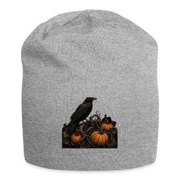 Raven on Pumpkin T-Shirt Vintage Gothic Halloween - Jersey Beanie - heather grey - Front