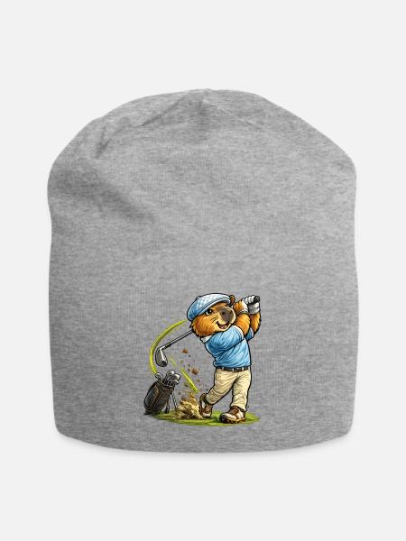 Süßes Capybara beim Golf - Jersey-Beanie - Grau meliert