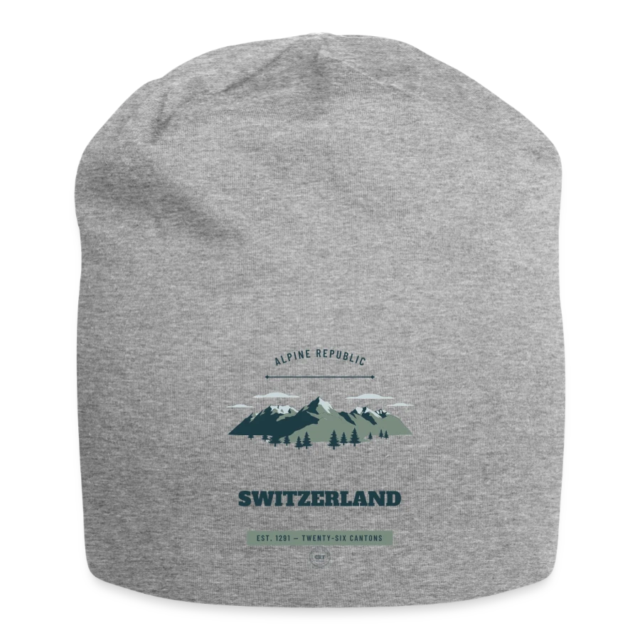 Switzerland badge on a jersey beanie, heather grey