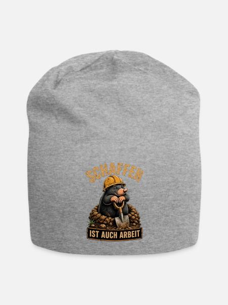 Maulwurf beim schaffen Humor Arbeit - Jersey-Beanie - Grau meliert