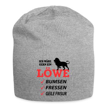 Löwe Geil Fressen Sprüche Lustig Geile Frisur - Jersey-Beanie - Grau meliert - Vorne