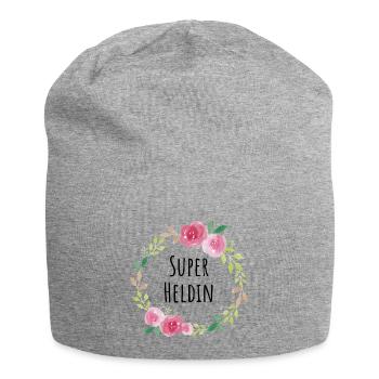 Super Heldin Feministin Muttertag Geschenk Blumen - Jersey-Beanie - Grau meliert - Vorne