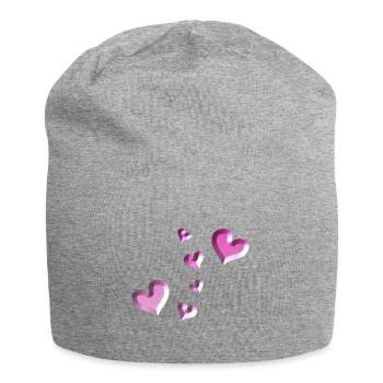 rosa herzen muster glitzer - Jersey-Beanie - Grau meliert - Vorne