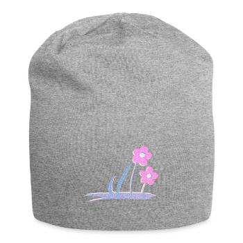 two flowers glitter - Jersey Beanie - heather grey - Front