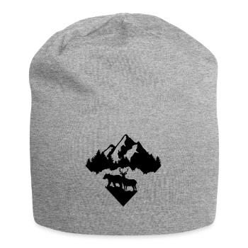 Bear, Deer, Forest and Mountains - Jersey Beanie - heather grey - Front