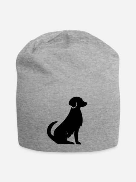 Hund vektor Schatten grafik. dog black shadow - Jersey-Beanie - Grau meliert