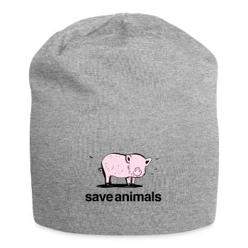 pink pig baby animal save animals - Jersey Beanie - heather grey - Front