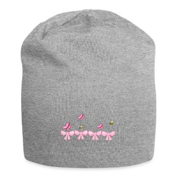 schleifen rosa schmetterling natur - Jersey-Beanie - Grau meliert - Vorne