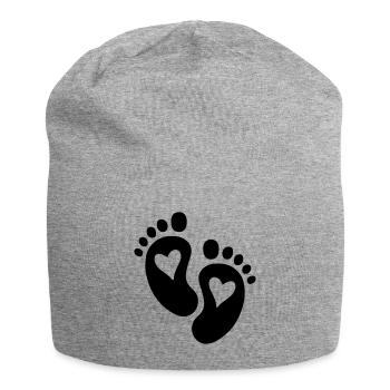 Baby feet heart - Jersey Beanie - heather grey - Front