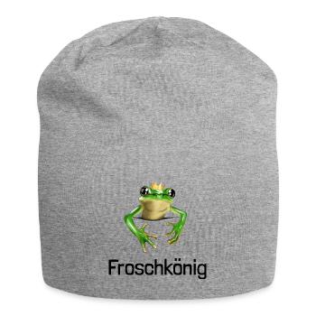 Kleiner süßer Frosch - Froschkönig - Jersey-Beanie - Grau meliert - Vorne