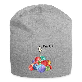 ich bin ok Wollknäuel Handarbeit - Jersey-Beanie - Grau meliert - Vorne