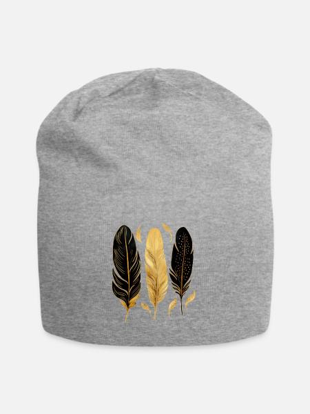 Goldene Federn - Jersey-Beanie - Grau meliert