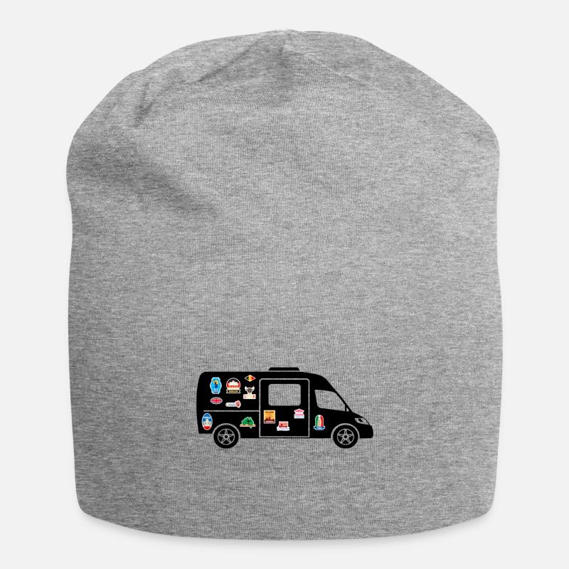 Van mit Aufklebern - Jersey-Beanie - Grau meliert