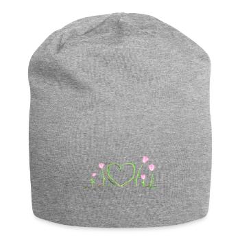 herz natur blumen rosen klimaschutz naturliebe - Jersey-Beanie - Grau meliert - Vorne