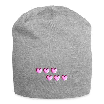 six cœurs roses scintillants - Bonnet en jersey - gris chiné - Devant