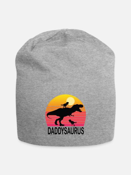 Daddysaurus Dinosaurier Dino Vater Dad Papa Shirt - Jersey-Beanie - Grau meliert