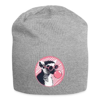 Lémurien avec lunettes de soleil et chewing-gum rose - Bonnet en jersey - gris chiné - Devant