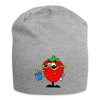 Strawberry Drinking Sunglasses - Jersey Beanie - heather grey - Front