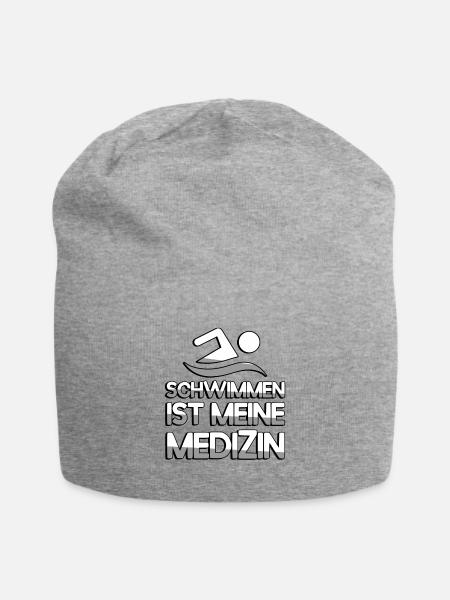 SCHWIMMEN IST MEINE MEDIZIN + Schwimmer- Schwimmen - Jersey-Beanie - Grau meliert
