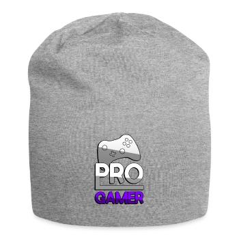 PRO GAMER (Lila) + Controller - Gaming - Jersey-Beanie - Grau meliert - Vorne