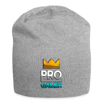 PRO GAMER (Türkis) + King Crown - Gaming - Jersey-Beanie - Grau meliert - Vorne
